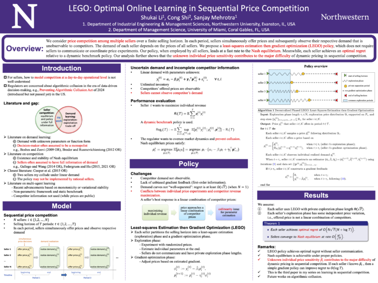 LEGO: Optimal Online Learning in Sequential Price Competition