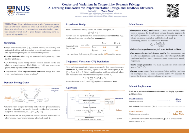 Conjectural Variations in Competitive Dynamic Pricing: A Learning Foundation via Experimentation Design and Feedback Structure
